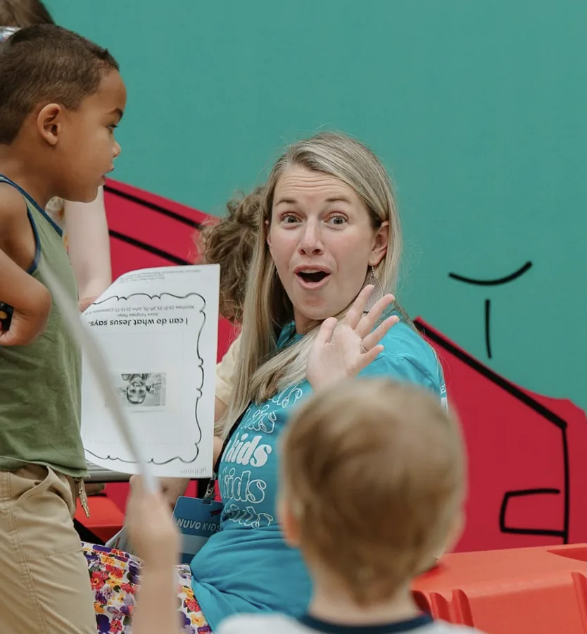 Sarah serving with kids at Nuvo Kids at Nuvo Church in Dublin, Ohio