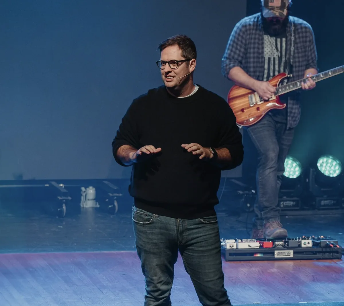 Pastor teaching during a Sunday adult service at Nuvo Church in Dublin and Columbus, Ohio