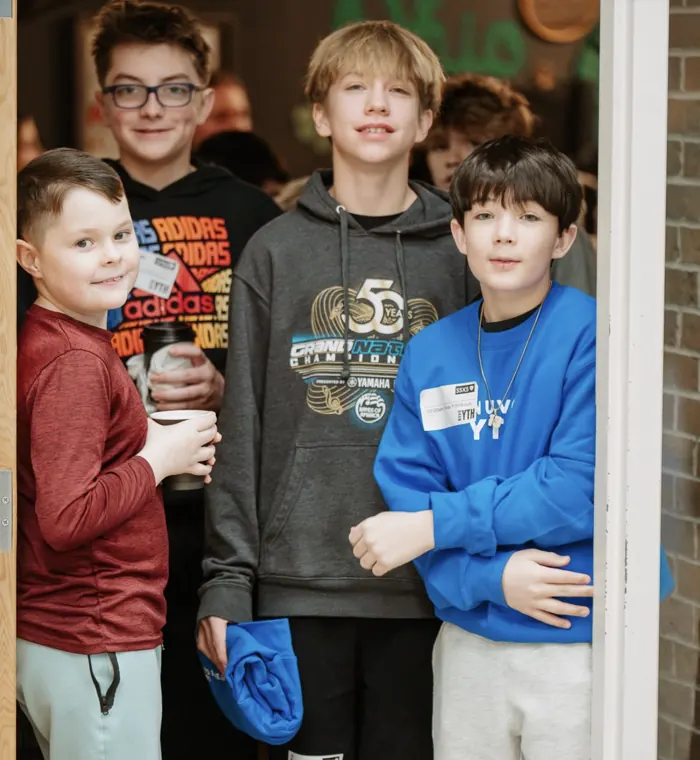 Middle school boys arriving for Sunday at Nuvo YTH in Dublin, Ohio